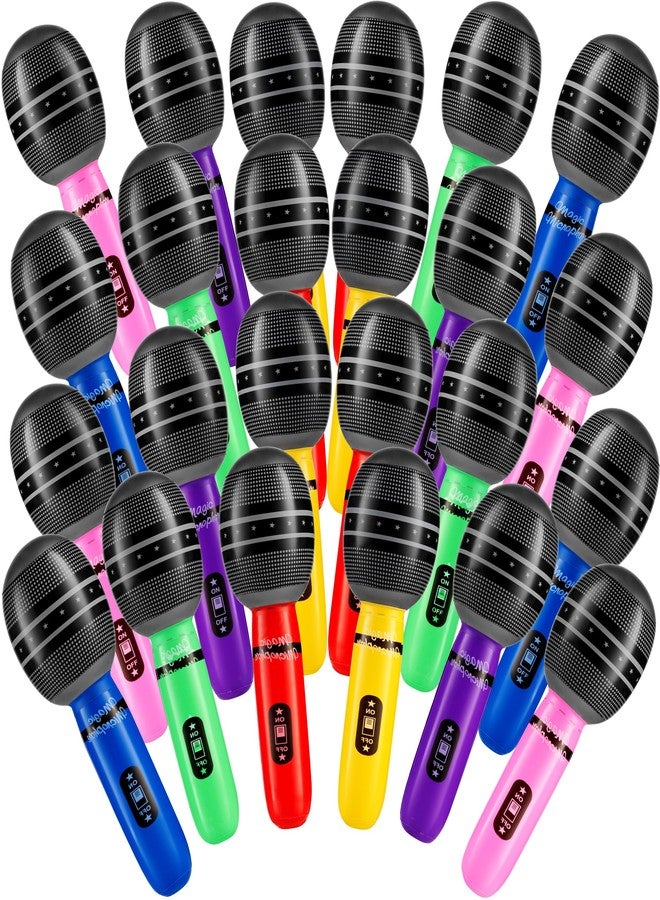 Bedwina Inflatable Microphones for Parties - (Pack of 24) 10-inch Neon Colors Blow Up Microphone for Kids & Adults, Party Favors, Giveaways, DJ-Props, Photo-Booth, Birthdays, Dance, Sing, Concert Decorations - Image 1